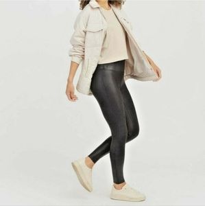 SPANX Sara Blakely black faux leather high waisted  leggings sz Large